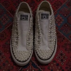 Never worn pearl slip on Converse sneakers Size 8.5